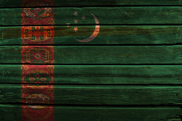 3D Flag of Turkmenistan on wood