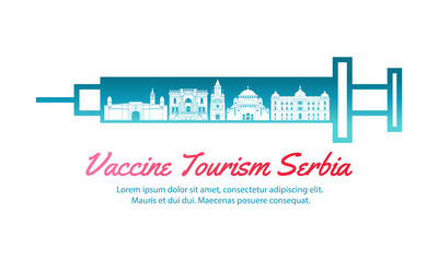 oncept travel art of vaccine tourism of Serbia,vector illustration