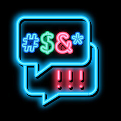 Obscene Language neon light sign vector. Glowing bright icon Obscene Language sign. transparent symbol illustration