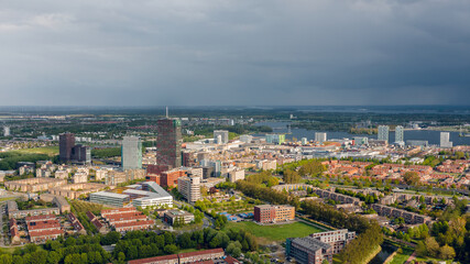 Fototapeta premium Almere city center (Almere Stad), aerial view. Flevoland, The Netherlands.