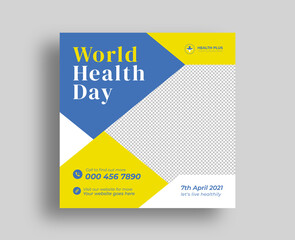 World health day social media post and web banner template