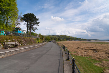 Grange Over Sands Cumbria England UK coast town promenade near the Lake District © acceleratorhams
