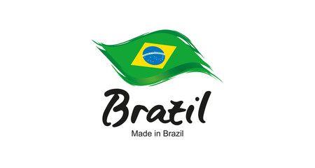 Made in Brazil new handwritten flag ribbon typography lettering logo label banner
