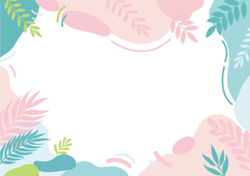 Design banner frame background with beautiful. background for design. Colorful background with tropical plants. Place for your text.	