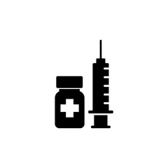 Vaccine icon, Covid-19, vaccination logo isolated on white background