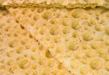diabetic diet crunches - crispy waffle crispbread from wheat, texture