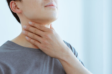 Adolescent patients have a sore throat or a persistent cough. Medical and health care concept