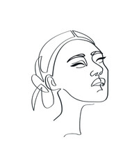 Portrait of a woman. Abstract minimal female face.