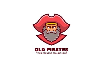 Old Pirate Mascot Character Logo Template