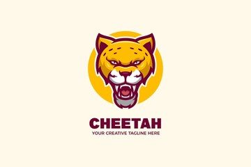 Wild Cheetah Mascot Character Logo Template