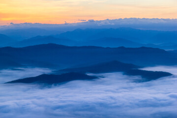 Beautiful landscape in the morning with fog at Doi Samer Dao, Sri Nan National Park