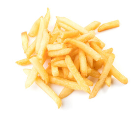 heap of french fries isolated on white background