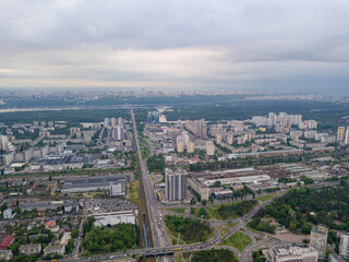 Residential area in Kiev. Aerial drone view.