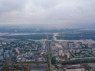 Residential area in Kiev. Aerial drone view.