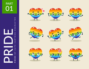 Cartoon images of The Pride Heart. First set. Vector Illustration