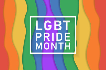 Paper cut background, LGBT pride month poster design. Pride day LGBTQ concept, Background design arranged in Rainbow, Lgbt colors. Vector
