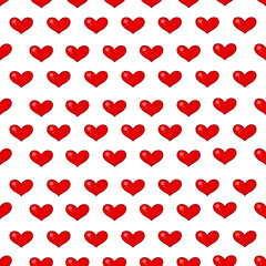 Fototapeta na wymiar Cute Red Heart Simple Seamless Pattern. Vector design love background.