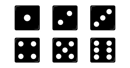 Set of Dice icon. Traditional die with six faces 1 to 6. Vector illustration.