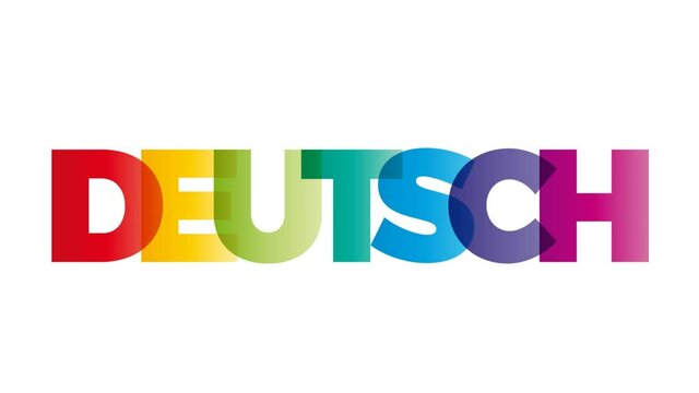The word Deutsch, german. Animated banner with the text colored rainbow.
