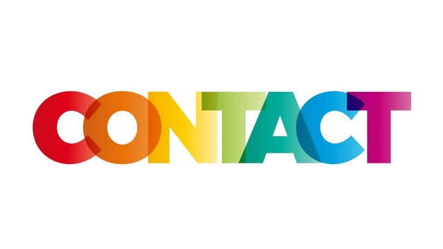 The word Contact. Animated banner with the text colored rainbow.