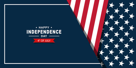 4th of July Happy Independence Day of United States of America with American Flag vector illustration background