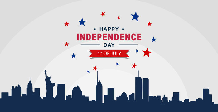 4th of July Happy Independence Day of United States of America with American Flag vector illustration background