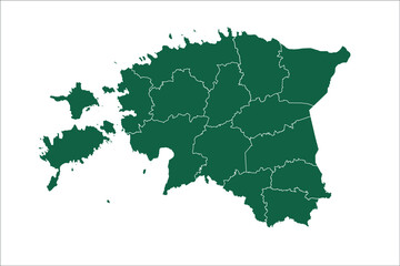 Estonia map Green Color on White Backgound	