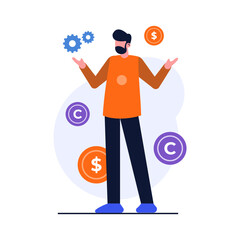 Illustration of business people making money concept. illustration concept for web design and app design