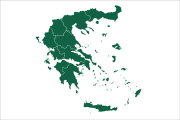 Greece map Green Color on White Backgound	
