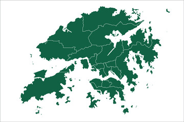 Hong Kong map Green Color on White Backgound