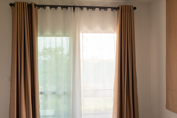 Obraz na płótnie Canvas Curtain window interior decoration in living room