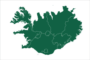 Iceland map Green Color on White Backgound