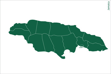 Jamaica map Green Color on White Backgound