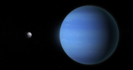 Neptune planet and triton in the outer space © Manuel Mata