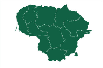 Obraz premium Lithuania map Green Color on White Backgound