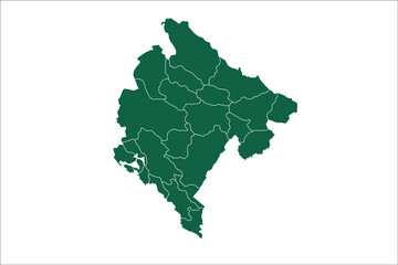 Montenegro map Green Color on White Backgound
