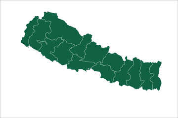 Obraz premium Nepal map Green Color on White Backgound