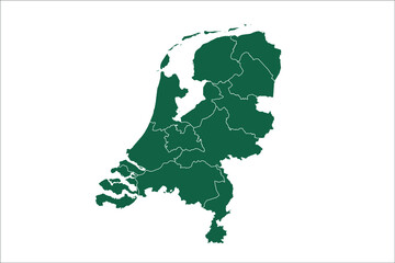 Netherlands map Green Color on White Backgound
