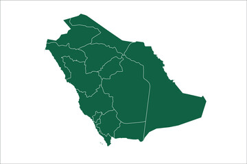 Saudi Arabia map Green Color on White Backgound	