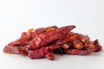 dried red pepper on a white background