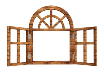 Window wood old. Illustration 3D