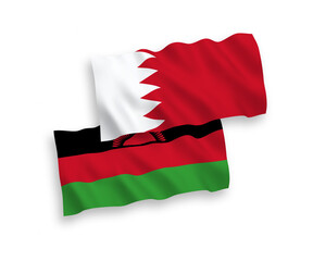 Flags of Malawi and Bahrain on a white background