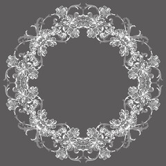 Classic decorative lace elements in a round frame