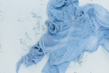 Abstract background from gradient blue tulle fabric