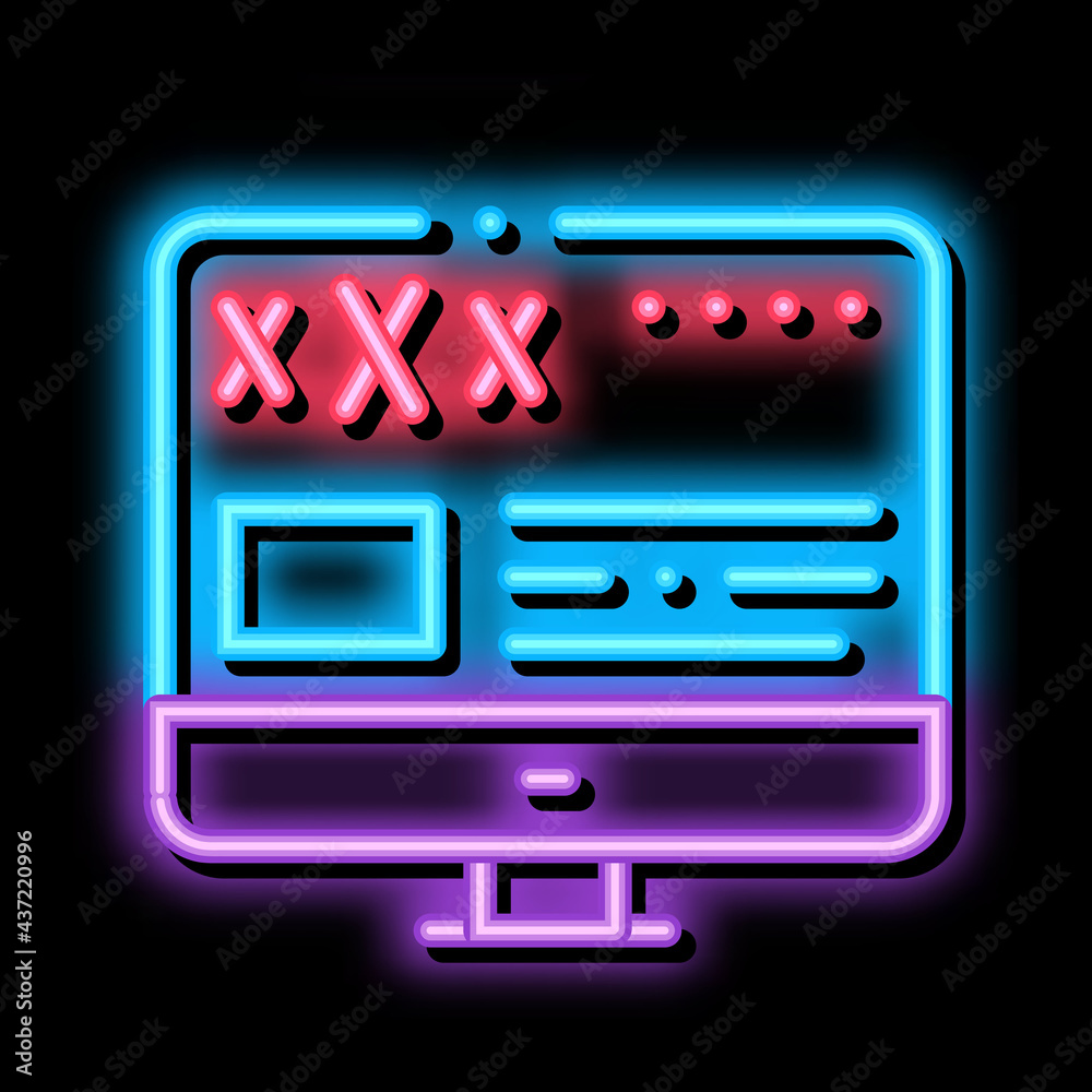 Poster Porn Web Site neon light sign vector. Glowing bright icon Porn Web Site sign. transparent symbol illustration