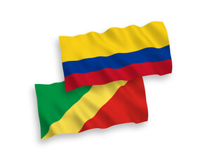 Flags of Republic of the Congo and Colombia on a white background