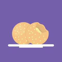 dumplings onde food illustration in the food box. snacks or cakes. Indonesian food. flat style. vector design