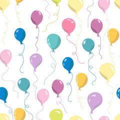 Seamless pattern with flying air balloons. Seamless pattern for wallpapers, kids textile, cards, stationery, wrapping.