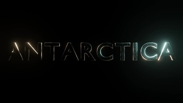 3d text Antarctica glitters in two colors on a black background
