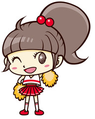 片手を挙げてウインクするチアリーダーの女の子